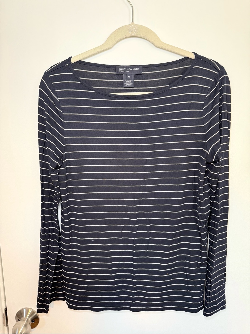 Women's Navy Blue Striped Long-Sleeve
